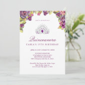 パープルバラかわいらしキンセアニェラ招待状 招待状 (スタンド正面)