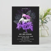 パープルバラとスカルハローウィンパーティ招待状 招待状 (スタンド正面)