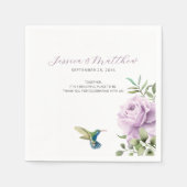 パープルバラとハミングバード スタンダードカクテルナプキン (正面)