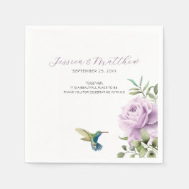 パープルバラとハミングバード スタンダードカクテルナプキン