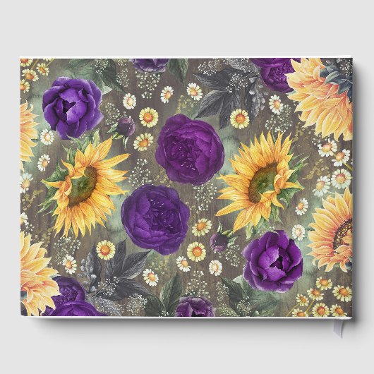 パープルバラとヒマワリ素朴秋の結婚式 ゲストブック (裏面)