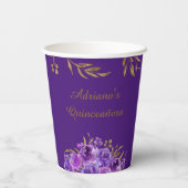 パープルバラと金ゴールドリーフエレガントの特別な機会 紙コップ (裏面)