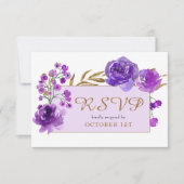 パープルバラと金ゴールドリーフキンセアニェラ 出欠カード (正面)