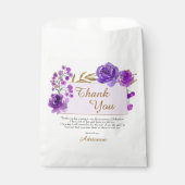 パープルバラと金ゴールドリーフサンキューパーティー フェイバーバッグ (正面)