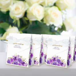 パープルバラと金ゴールドリーフパーソナライズされたフローラ フェイバーボックス