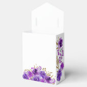 パープルバラと金ゴールドリーフパーソナライズされたフローラ フェイバーボックス (オープン)