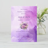 パープルバラアルコール庭園の結婚式お祝い 招待状 (スタンド正面)