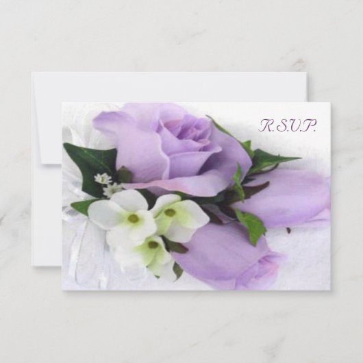 パープルバラウェディングRSVP 出欠カード (正面)