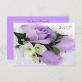 パープルバラウェディングRSVP 出欠カード (正面/裏面)