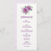 パープルバラウォーターカラーゲスト結婚名のメニュー メニュー (正面/裏面)