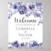 パープルバラエレガントフローラへようこそ結婚 ポスター (正面)