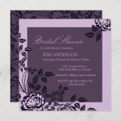 パープルバラエレガントブライダルシャワー招待状 招待状 (正面/裏面)