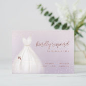 パープルバラエレガント金ゴールドスパークルドレスRSVP 出欠カード (スタンド正面)