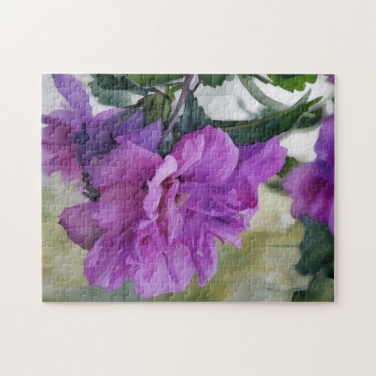 パープルバラオブシャロンフローラフラワーアートパズル ジグソーパズル (横)