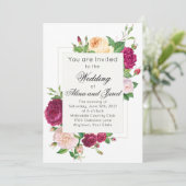 パープルバラオンホワイト結婚式招待状 招待状 (スタンド正面)