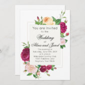 パープルバラオンホワイト結婚式招待状 招待状 (正面/裏面)