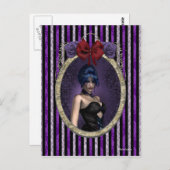 パープルバラカメオゴシックスチームパンクピンナップ ポストカード (正面/裏面)