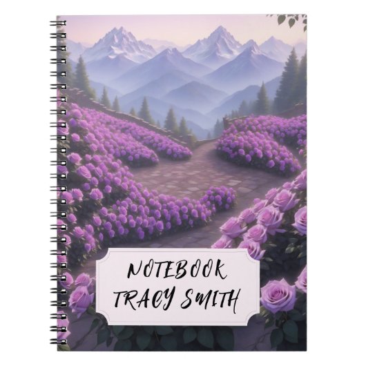 パープルバラガーデンスパイラルフォトノートブック ノートブック (正面)