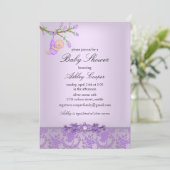 パープルバラガーデンベビーシャワー招待状 招待状 (スタンド正面)