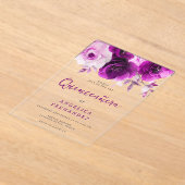 パープルバラキンセアニェラパーティー アクリル招待状 (レイダウン)