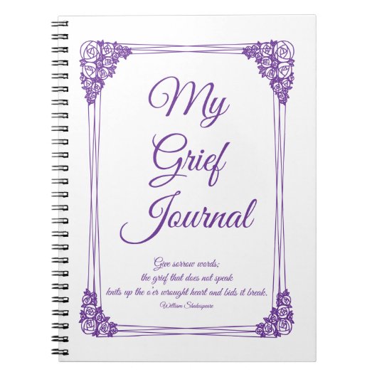 パープルバラク縁どラスターの悲嘆ジャーナル ノートブック (正面)