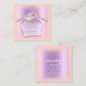 パープルバラグリッターダイヤモンドクロスハンガーブティック スクエア名刺 (正面/裏面)