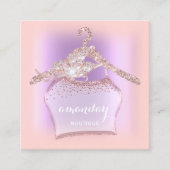 パープルバラグリッターダイヤモンドクロスハンガーブティック スクエア名刺 (正面)