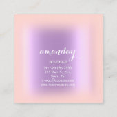 パープルバラグリッターダイヤモンドクロスハンガーブティック スクエア名刺 (裏面)