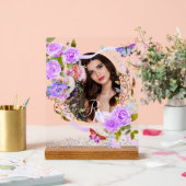 パープルバラシックMonogram写真 アクリルサイン (ウェディング)