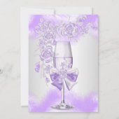 パープルバラシャンパンホワイトフローラパーティー 招待状 (裏面)