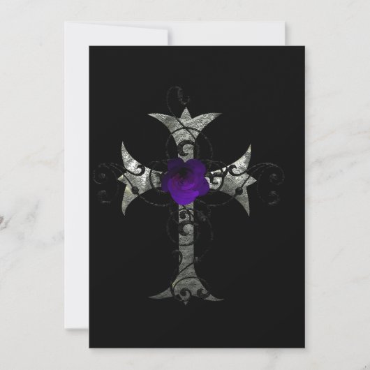 パープルバラシルバークロスゴシックブライダルシャワーInv 招待状 (正面)