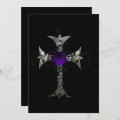 パープルバラシルバークロスゴシックブライダルシャワーInv 招待状 (正面/裏面)