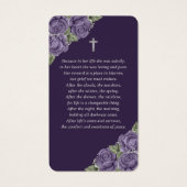 パープルバラシルバークロス葬儀祈りの言葉カード (裏面)
