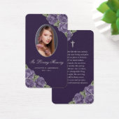 パープルバラシルバークロス葬儀祈りの言葉カード (デスク)