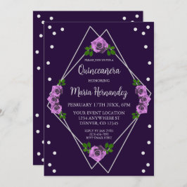 パープルバラシルバージオメトリクインセアニラ 招待状