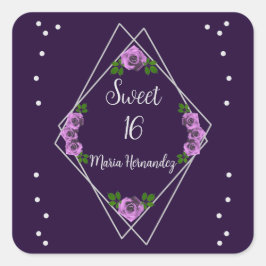 パープルバラシルバージオメトリックスウィート16 スクエアシール