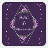 パープルバラシルバージオメトリックスウィート16 スクエアシール (正面)