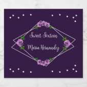 パープルバラシルバージオメトリックスウィート16 スパークリングワインラベル (シングルラベル)