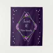 パープルバラシルバージオメトリックスウィート16 タペストリー (正面)