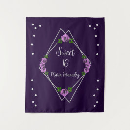 パープルバラシルバージオメトリックスウィート16 タペストリー