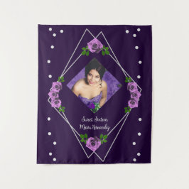 パープルバラシルバージオメトリックスウィート16 タペストリー