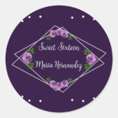 パープルバラシルバージオメトリックスウィート16 ラウンドシール (正面)