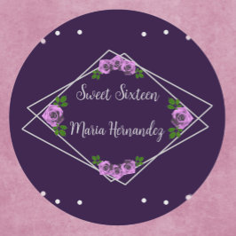 パープルバラシルバージオメトリックスウィート16 ラウンドシール