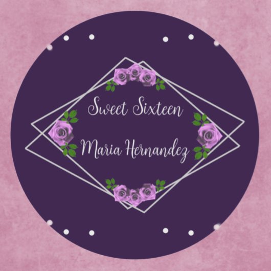 パープルバラシルバージオメトリックスウィート16 ラウンドシール