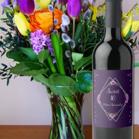 パープルバラシルバージオメトリックスウィート16 ワインラベル