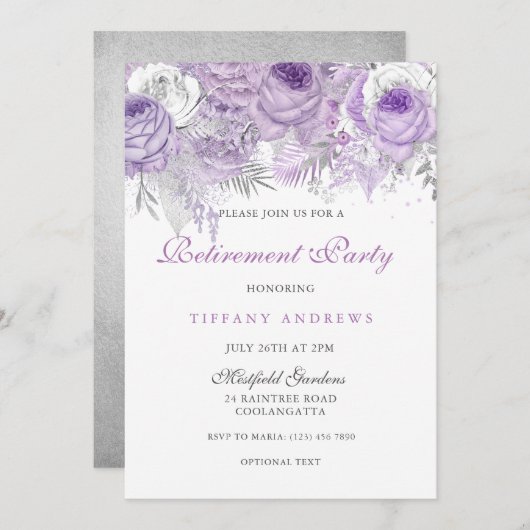 パープルバラシルバーワンダーランドリタイアメントパーティー 招待状 (正面/裏面)