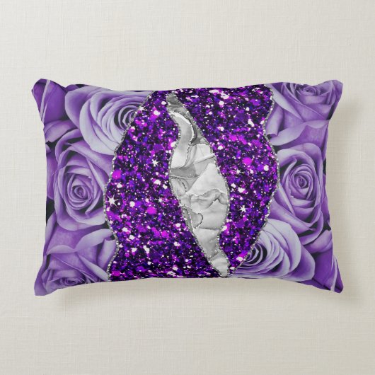 パープルバラシルバー高級エレガント液体テクスチャ アクセントクッション (正面)