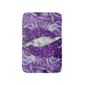 パープルバラシルバー高級エレガント液体テクスチャ バスマット (正面縦)