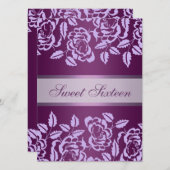パープルバラスウィート16誕生日招待状 招待状 (正面/裏面)