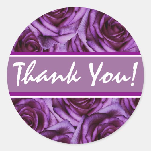 パープルバラステッカー ラウンドシール (正面)